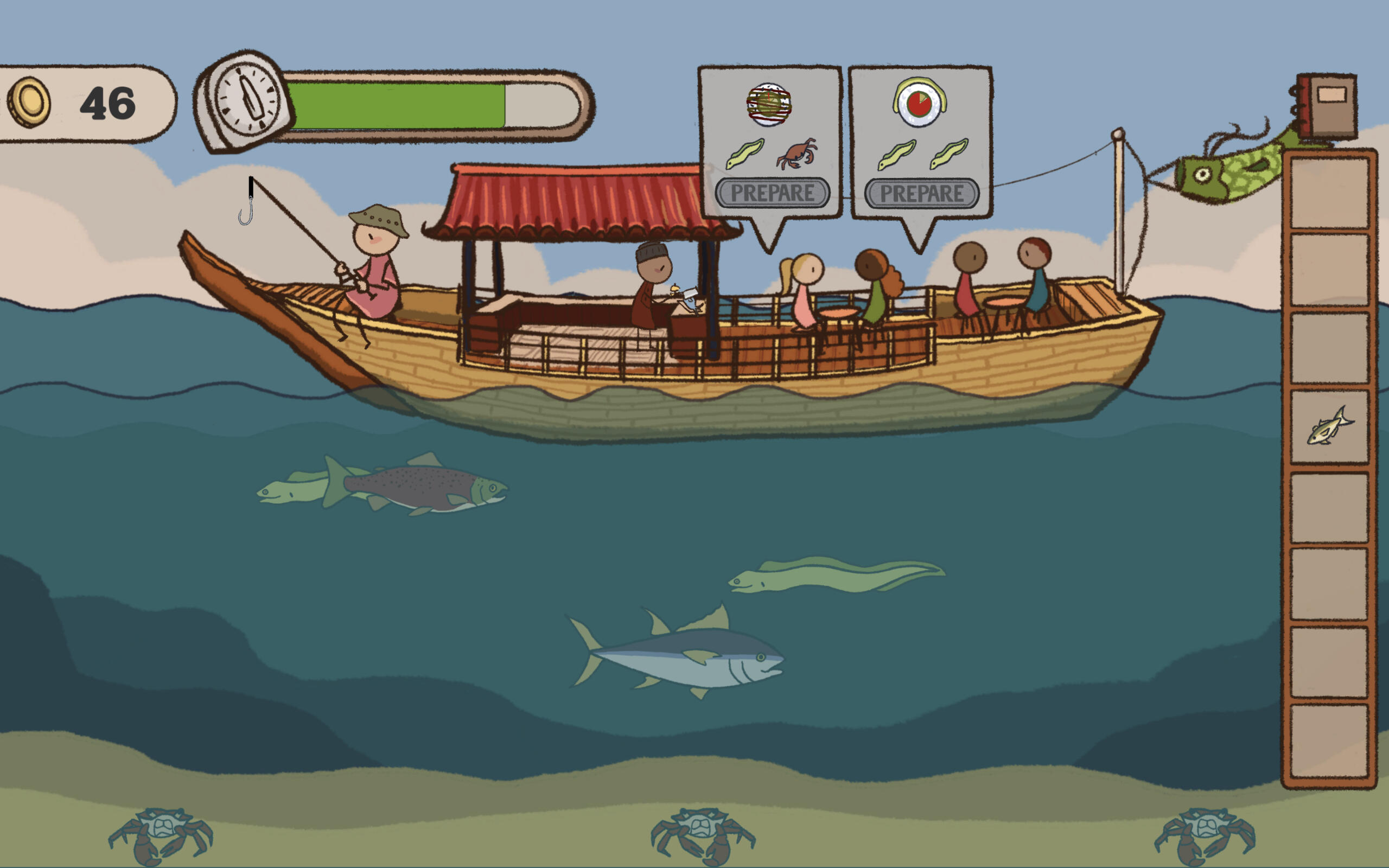 Gameplay - Fishing and Preparing Orders