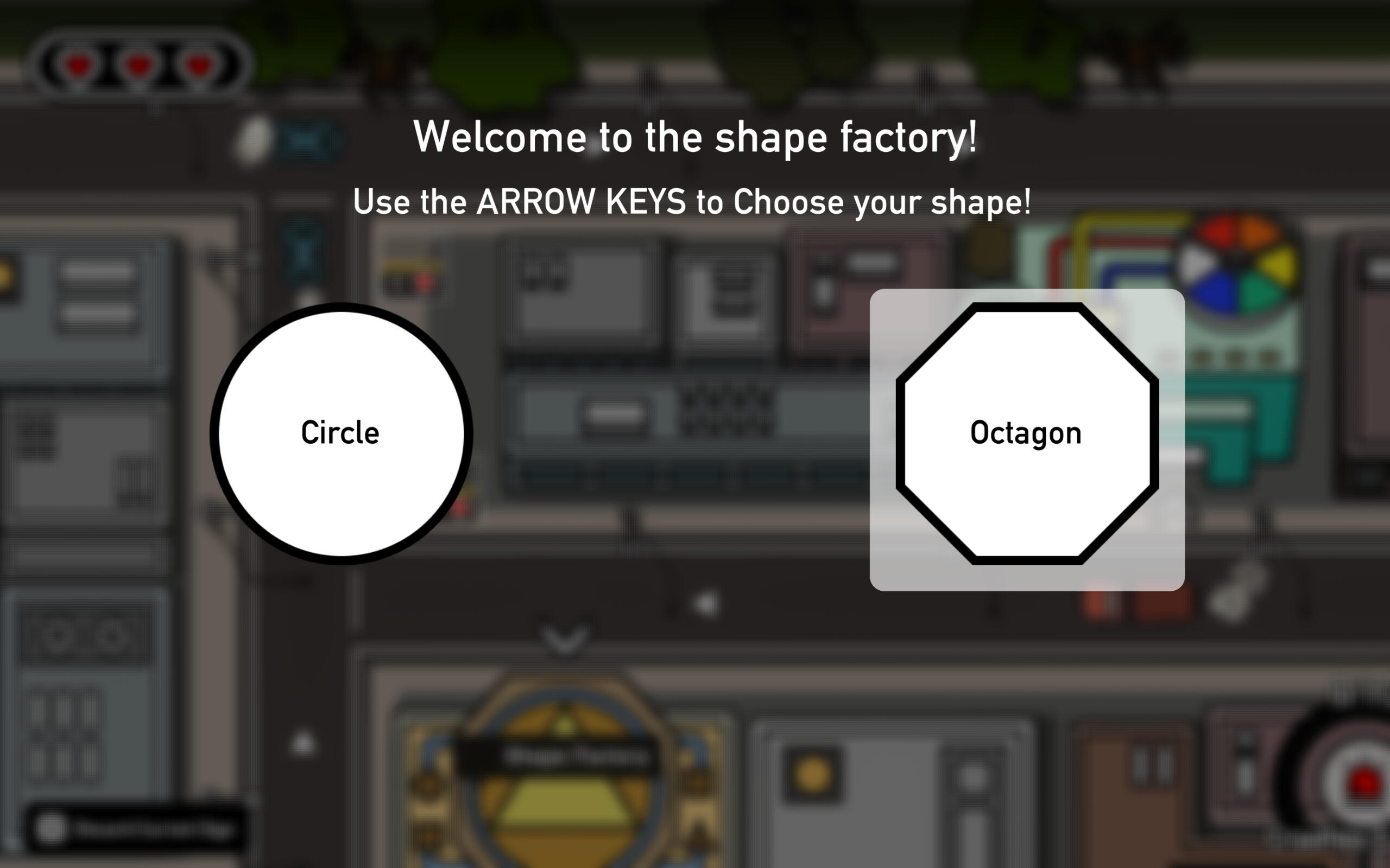Shape Factory Selection Screen